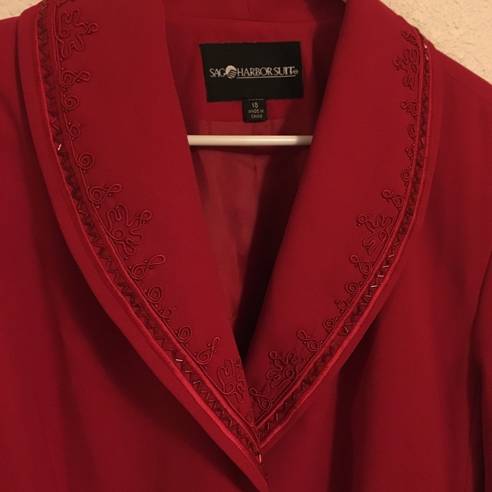 Sag Harbor Red Beaded Blazer Jacket Size 18 Dressy Career - Picture 3 of 5